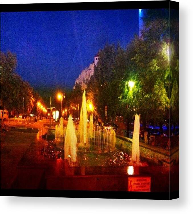 Belgorod Canvas Print featuring the photograph #belgorod #night #fountain by Marianna Garmash
