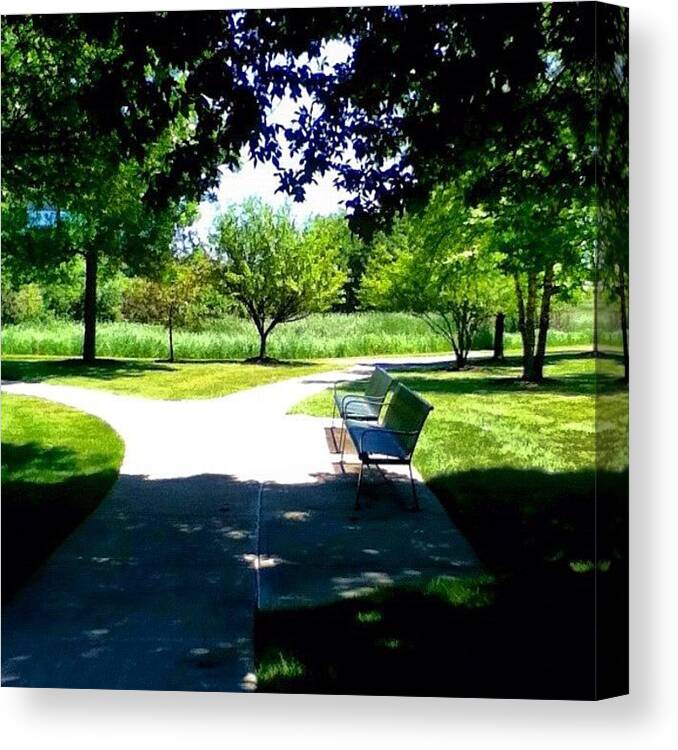  Canvas Print featuring the photograph Bench With No Shade On A Hot Day! by Duke Estate