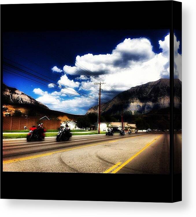 Mountains Canvas Print featuring the photograph #bikers #utah by Augie Stardust