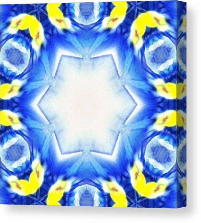 Colorporn Canvas Print featuring the photograph #blue And #yellow #fractalart #pattern by Pixie Copley