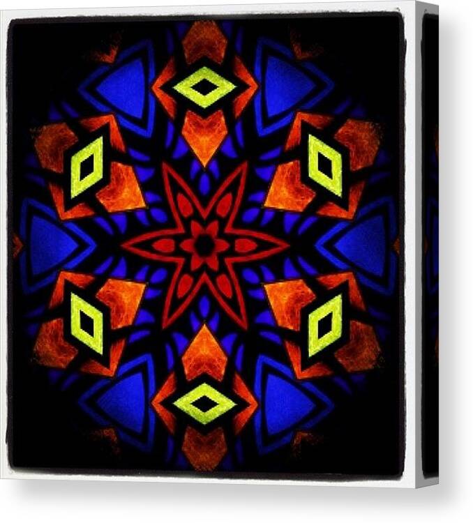 Mandala Canvas Print featuring the photograph Blue Orange Yellow And Red #meditating by Pixie Copley