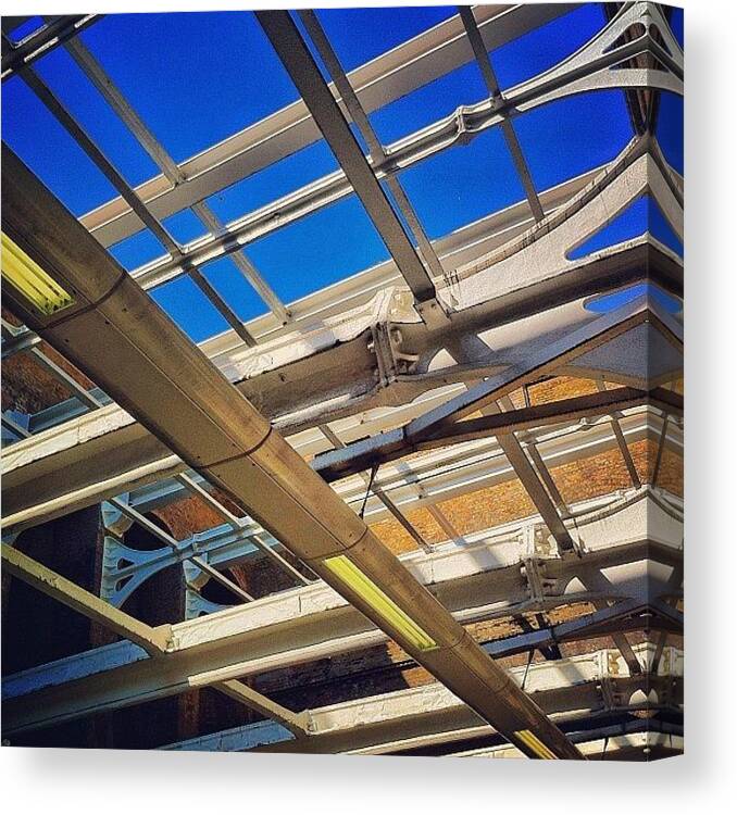 Steel Canvas Print featuring the photograph #bluesky #railway #station #trains by Samuel Gunnell