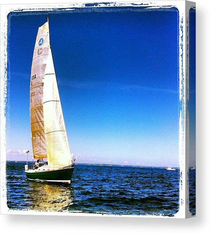 Sail Canvas Print featuring the photograph Breeze Came Up A Bit For Boston Yacht by Leighton OConnor
