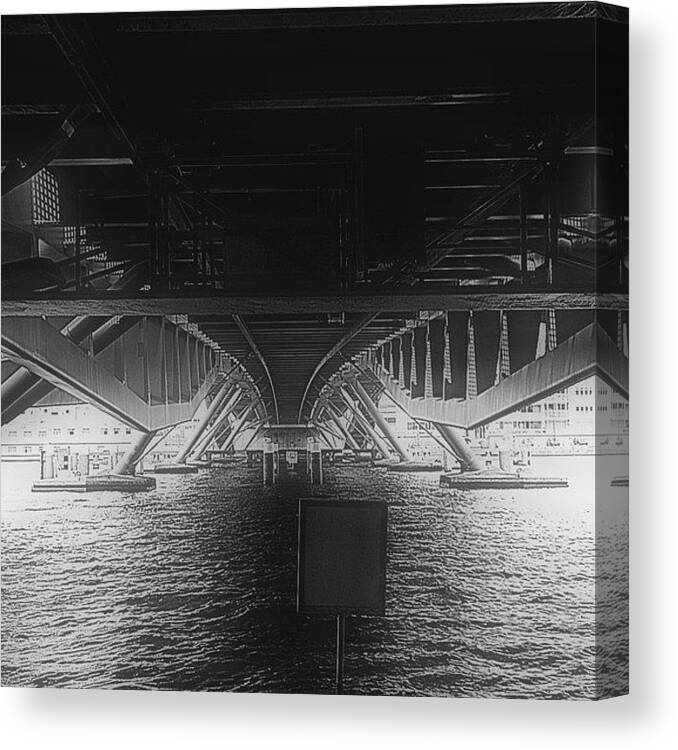Steel Canvas Print featuring the photograph #bridge #water #bw #amsterdam by Robbert Ter Weijden
