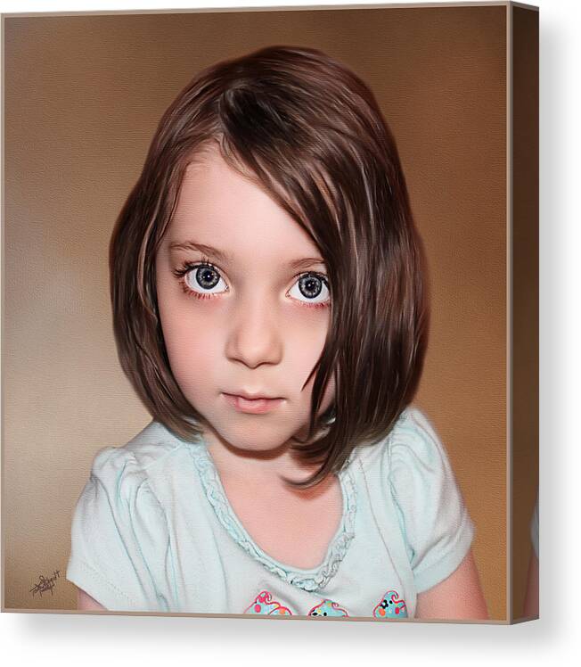 Childrens Portraits Canvas Print featuring the painting Bright Eyes by Tom Schmidt