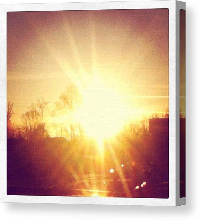 Beautiful Canvas Print featuring the photograph #brightsun #sunrise #lights #instaipod by Aaron Justice