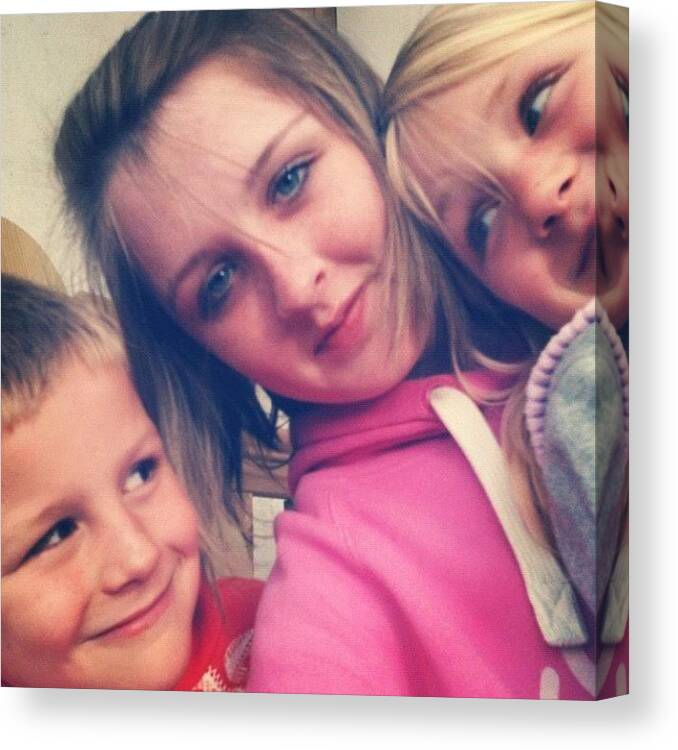 Blondes Canvas Print featuring the photograph #brother #sister #siblings #blondes by Sophie Jones