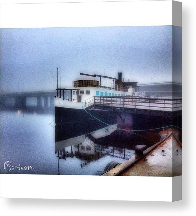 Prohdr Canvas Print featuring the photograph #båtenbåten #kyrkbron #morning #umeå by Carina Ro