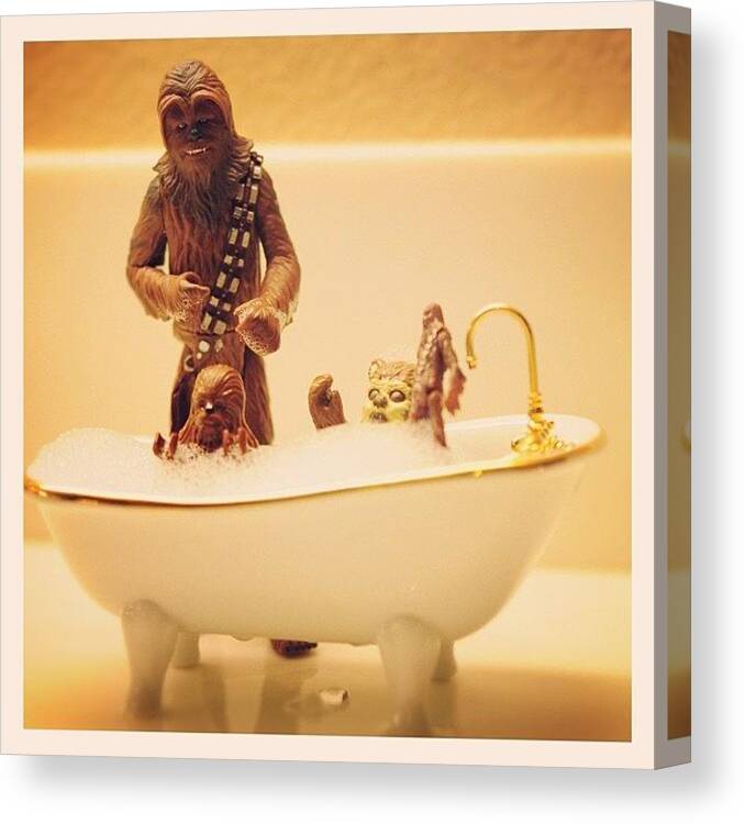 Starwars Canvas Print featuring the photograph Bubble Bath #toy #toystagram by Timmy Yang