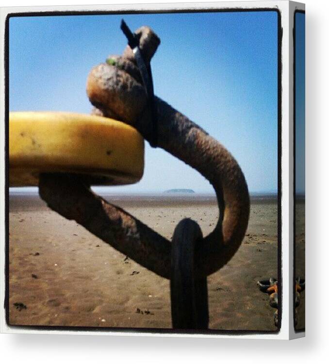 Boy Canvas Print featuring the photograph #buoy Not #boy #chain Not #rain #rust by Kevin Zoller