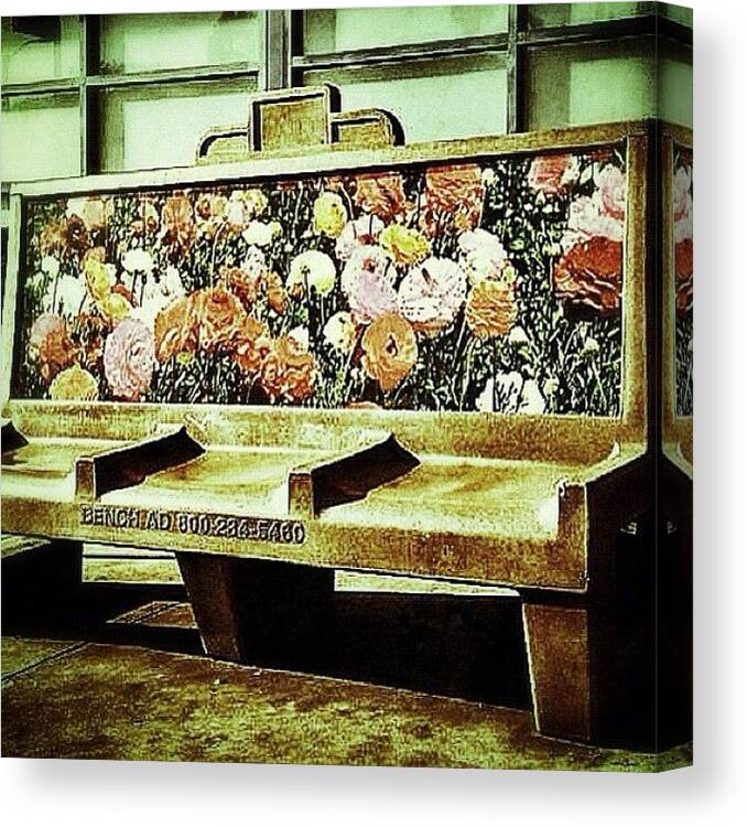 Hollywood Canvas Print featuring the photograph #busstop #losangeles #hollywood by Cortney Herron