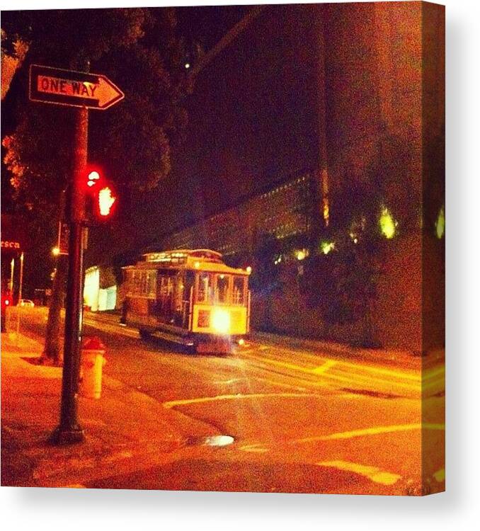 Love Canvas Print featuring the photograph Cable Car By Night by Jp Bernaldo