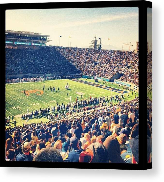Stanford Canvas Print featuring the photograph Cal Bears Vs Stanford Cardinals by Khamid B