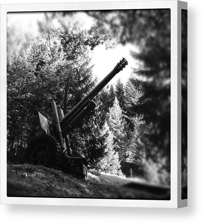 Blackandwhite Canvas Print featuring the photograph Canon D'artillerie Datant De La by Philippe Kunz