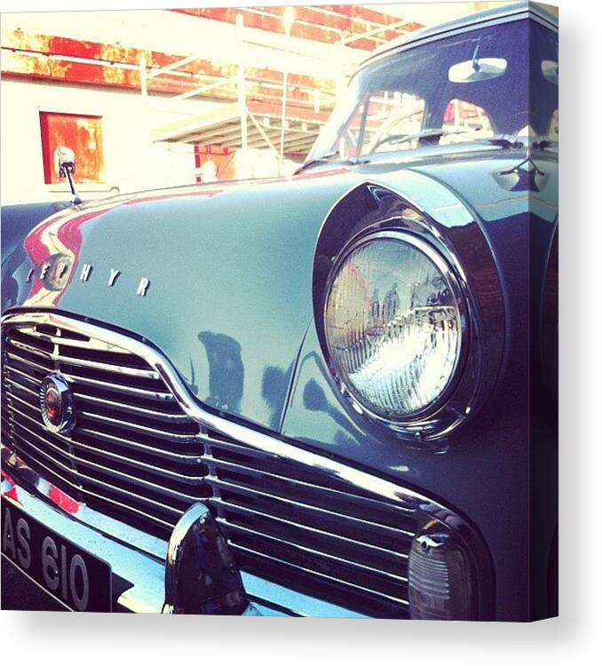 School Canvas Print featuring the photograph #car #retro #cool #green #awesome by Ben Lowe