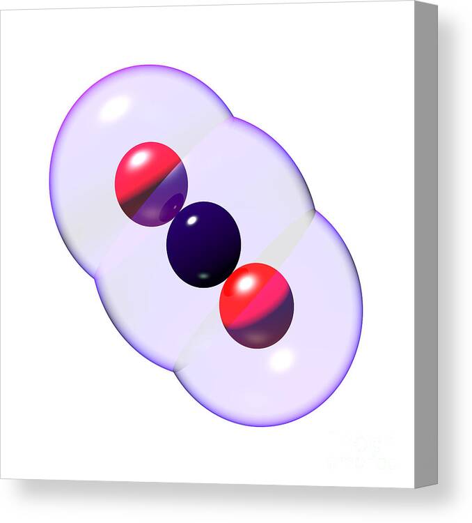 Atom Canvas Print featuring the digital art CARBON DIOXIDE Molecule CO2 9 by Russell Kightley