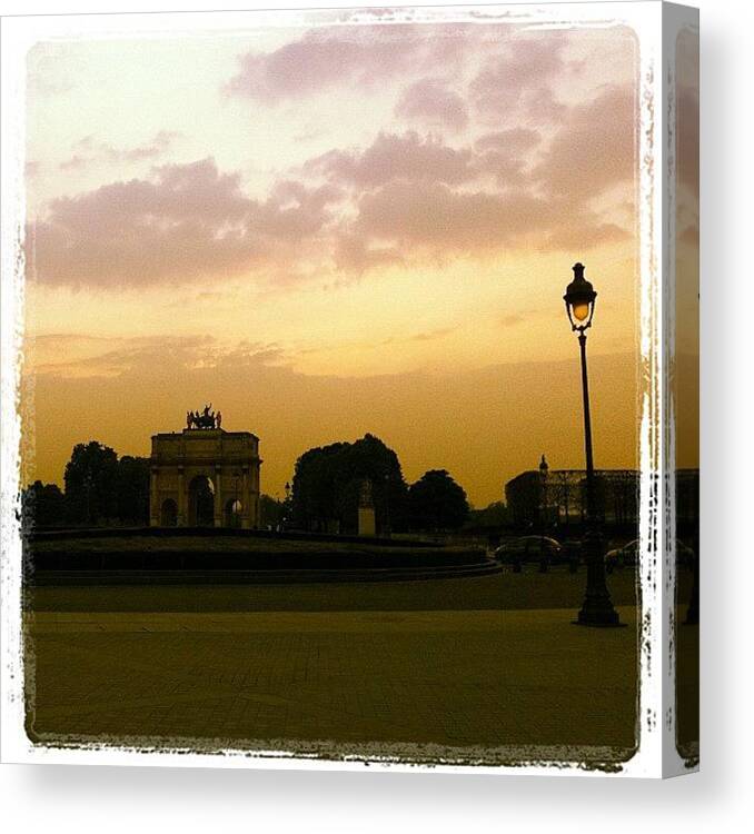  Canvas Print featuring the photograph Carousel Arch Against Evening Sky by Jyothi Joshi