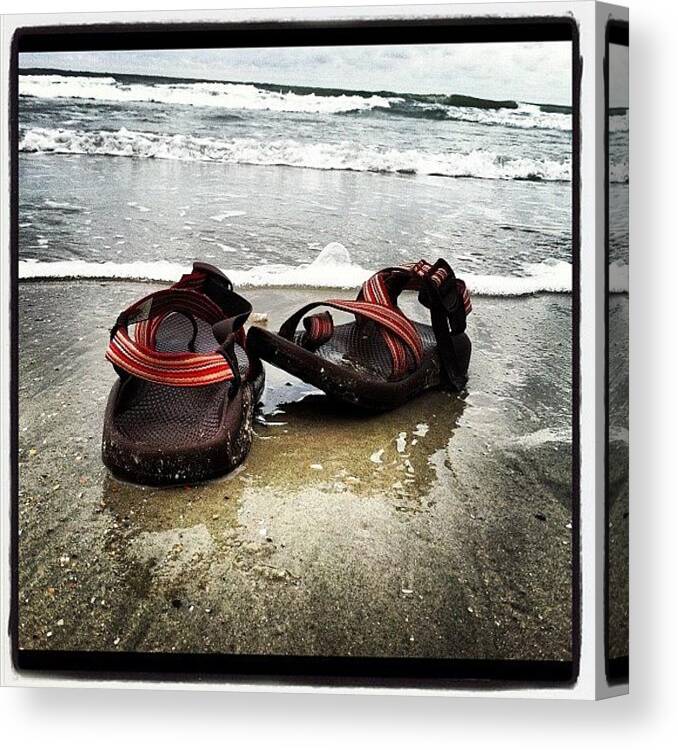 Ocean Canvas Print featuring the photograph Chacos in The Water by Lea Ward