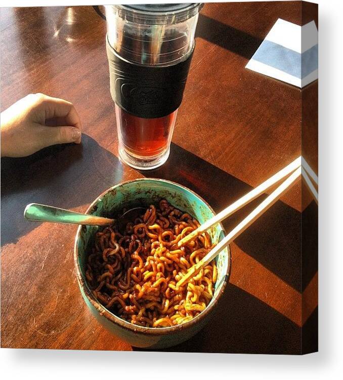 Food Canvas Print featuring the photograph Chajang Mien With Sweet Tea 😁 #yum by Maddie Wong