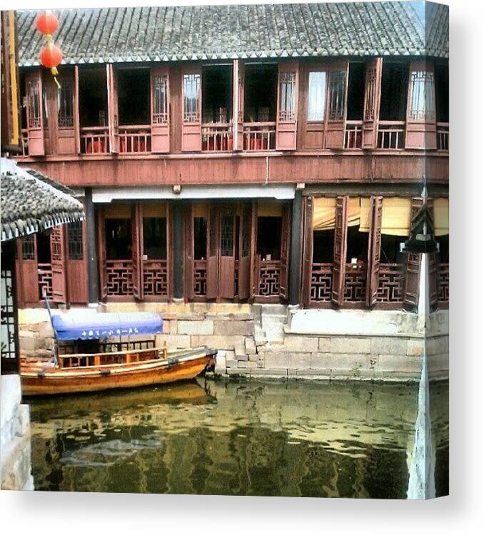 Dwelling Canvas Print featuring the photograph #china #oldchina #instaasia #riverboats by Kevin Zoller