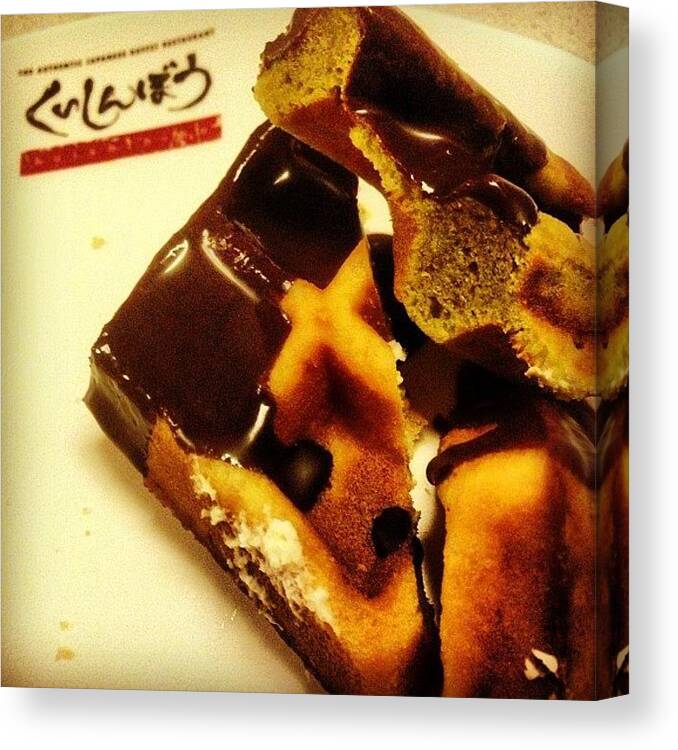 Enjoy Canvas Print featuring the photograph #chocolate #waffles #dessert #shiok by Jerry Tang