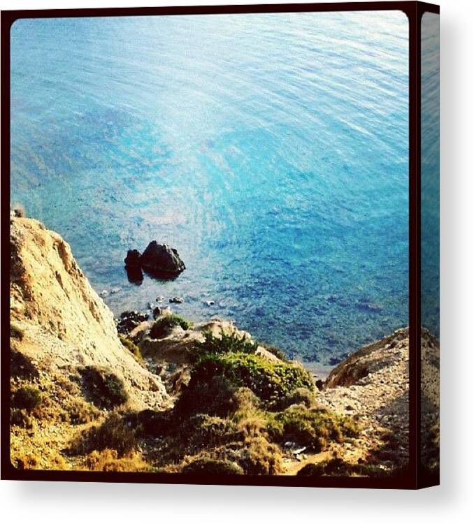 Blueholics Canvas Print featuring the photograph Climb Down To Secret Beach (not So by Cage 😱 Folles