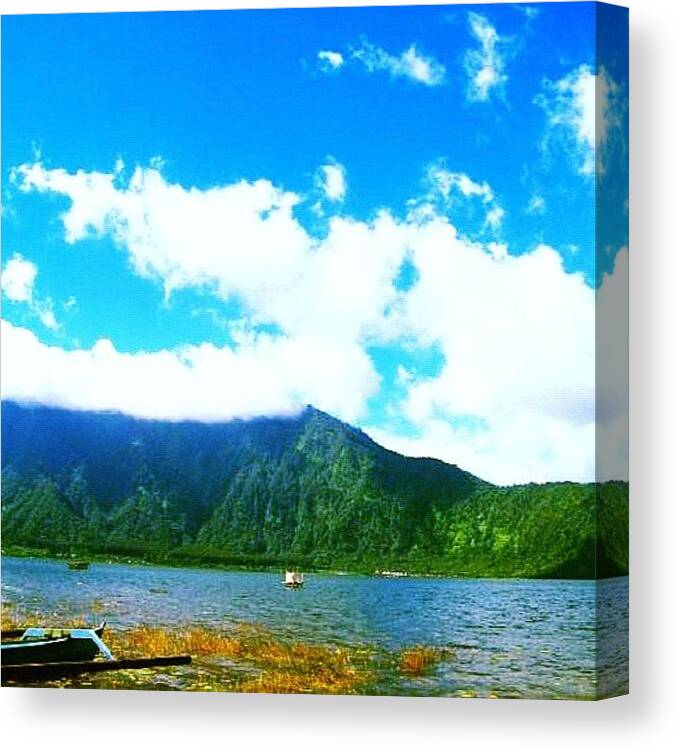 Mountain Canvas Print featuring the photograph #clouds #bali #lake #mountain #volcano by Hydn Hyun