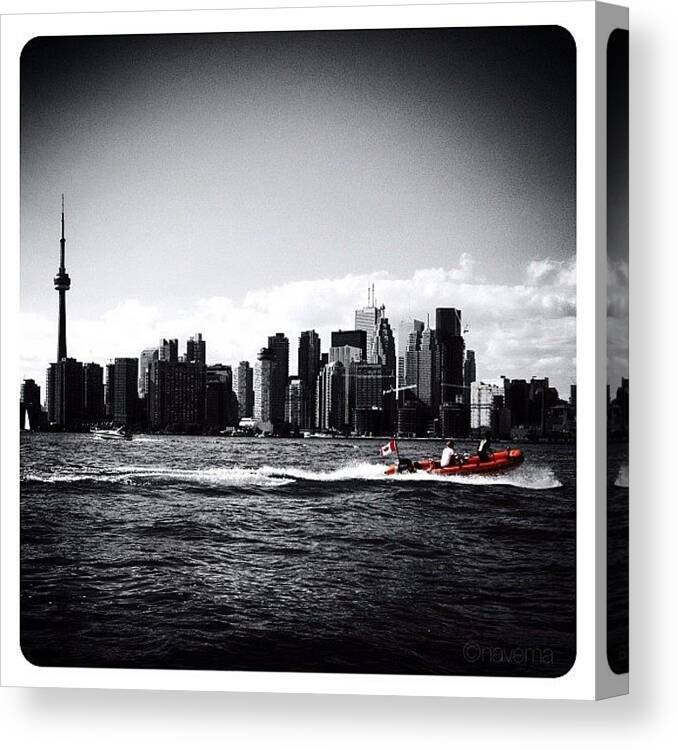 Blackandwhite Canvas Print featuring the photograph Cn Tower Series: A Touch Of Color by Natasha Marco