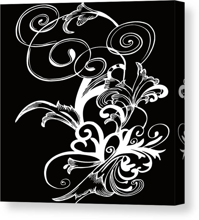 Flowers Canvas Print featuring the digital art Coffee Flowers 1 BW by Angelina Tamez