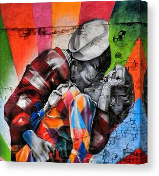 Streetart Canvas Print featuring the photograph #colourful #kiss #streetart Nearby The by Stoeps Meyer