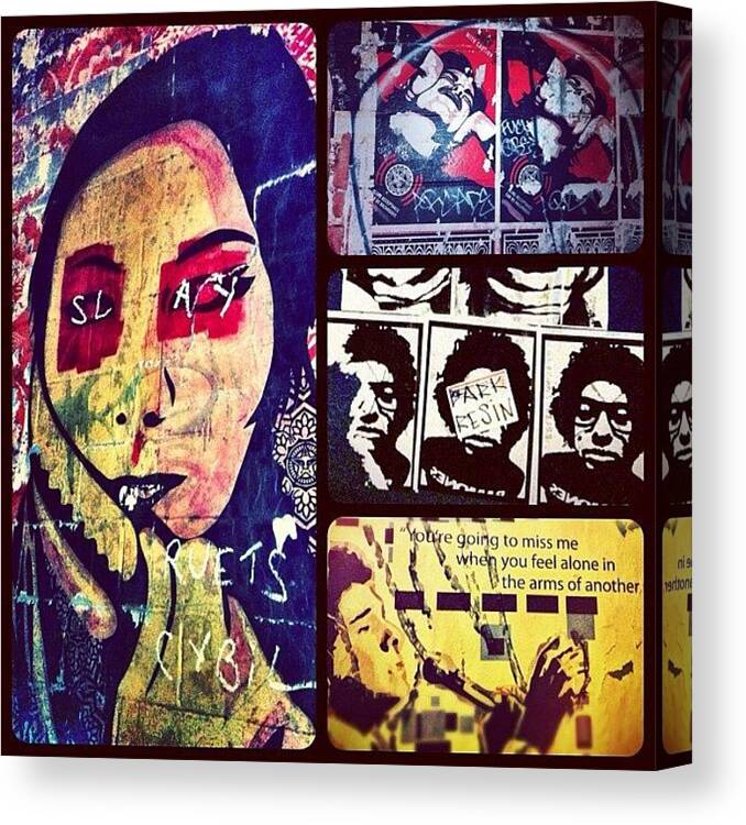 Beautiful Canvas Print featuring the photograph Compilation Of Street Art From Recent by Kendra Wright