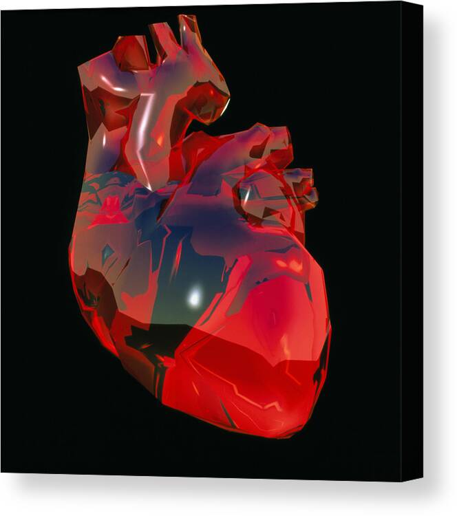 Computer Artwork Of Human Heart Abstract Colours Canvas Print