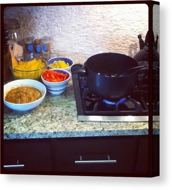  Canvas Print featuring the photograph Cooking Nandos Chicken Spicy Rice by Tanya Pillay