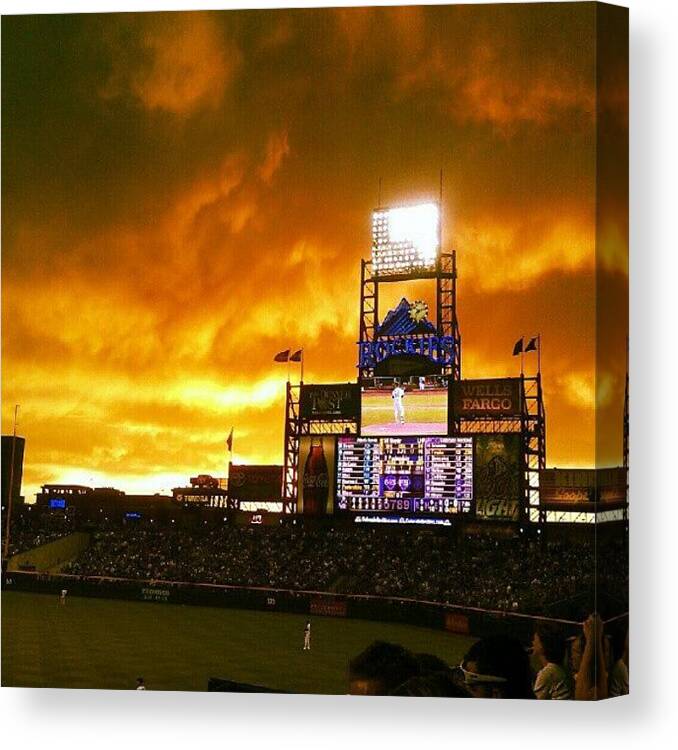 Instaprints Canvas Print featuring the photograph Coors Field on Fire #mymasterpiece by The Ambs