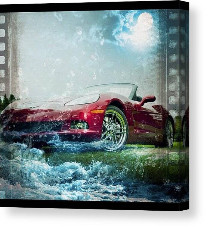 Muscle Canvas Print featuring the photograph #corvette #cab #c6 #car #red #sweden by Mikael Krona