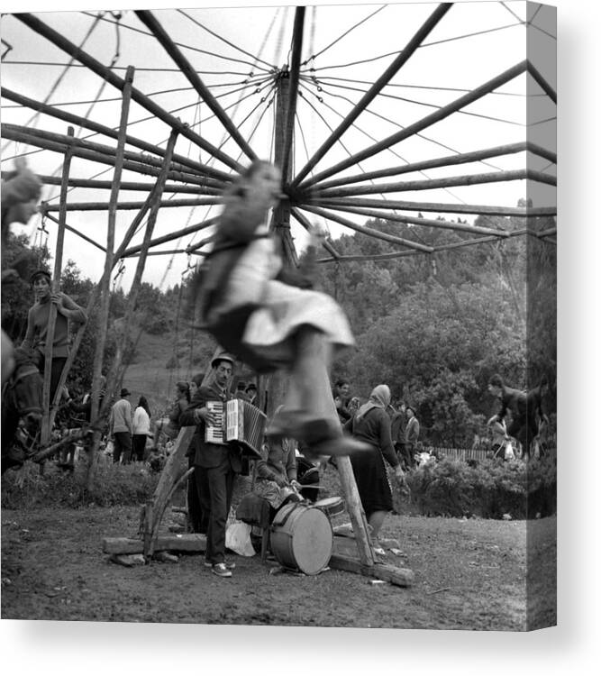 Accordion Canvas Print featuring the photograph Country fair swings with accordion by Emanuel Tanjala