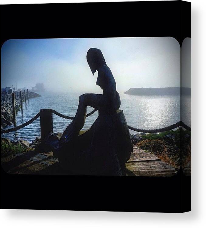 The Canvas Print featuring the photograph Crescent City Wood Lady Statue by Rodino Ayala