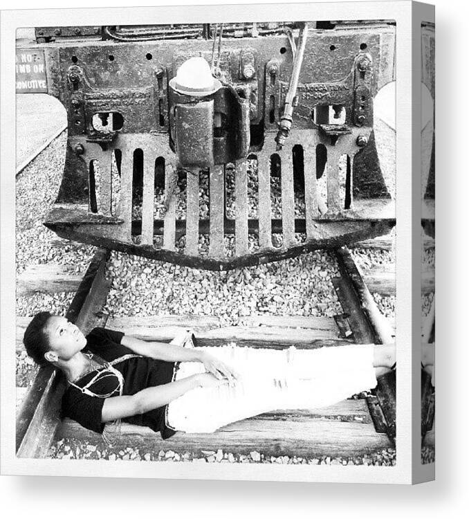 Train Canvas Print featuring the photograph Damsel in Distress by Shermaine Nettles
