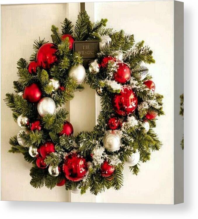 Decemberchallenge Canvas Print featuring the photograph Day 11- Wreath #decemberchallenge by Trista Raczes