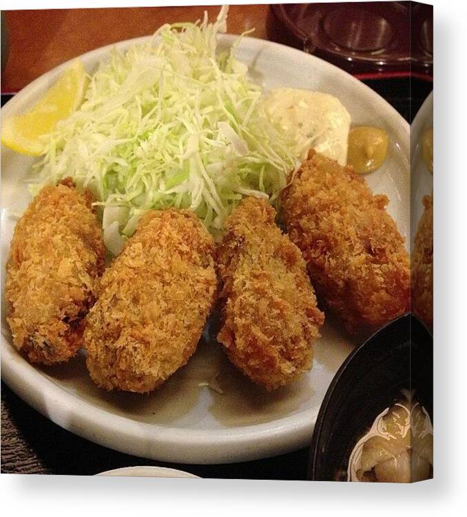 Canvas Print featuring the photograph Deep-fried Oysters by Satoshi Fujita