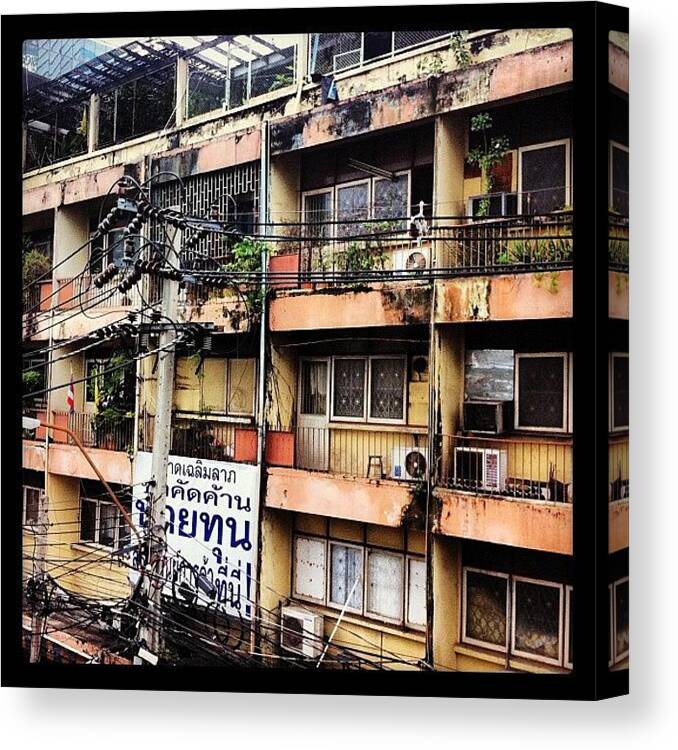 Building Canvas Print featuring the photograph Derelict Buildings, And People Are by Eva C