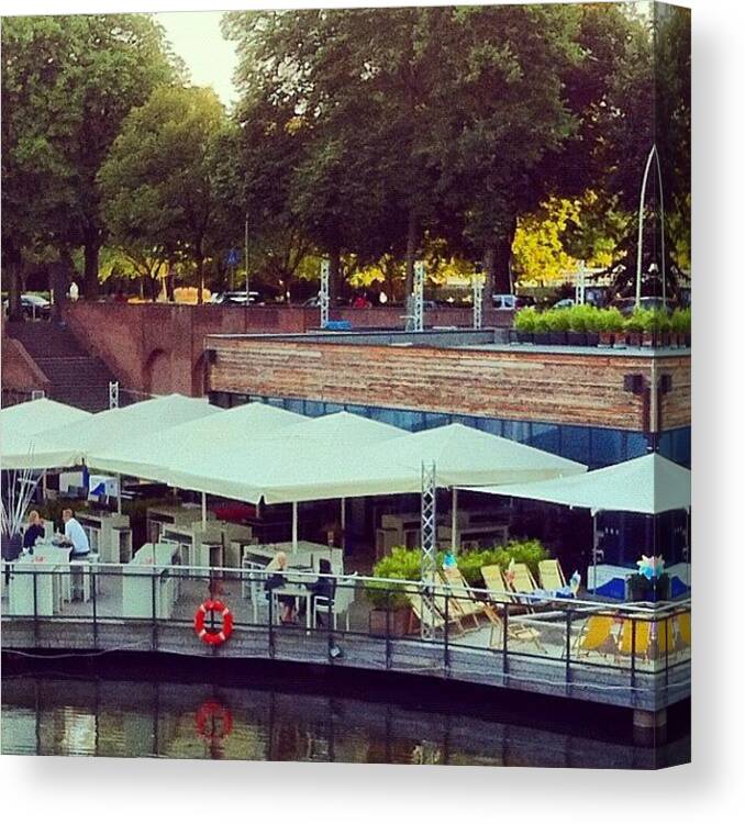 People Canvas Print featuring the photograph Die Bucht #lounge #bar #canal #people by Valnowy Photography