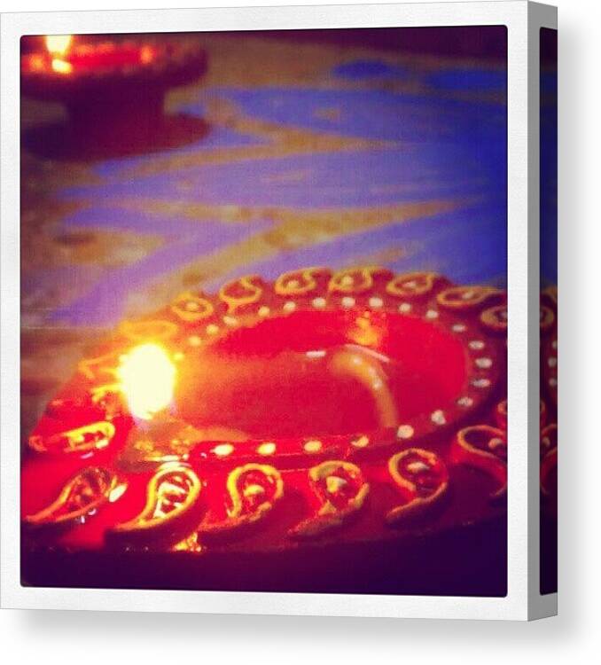 Diwali Canvas Print featuring the photograph Diya by Parth Patel