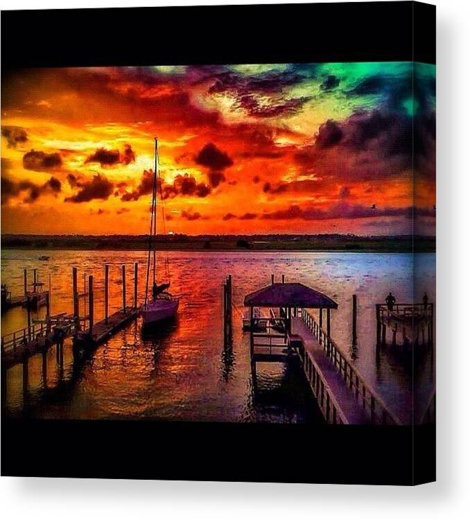 Sunset Canvas Print featuring the photograph Dock sunset by Thomas MacEwen