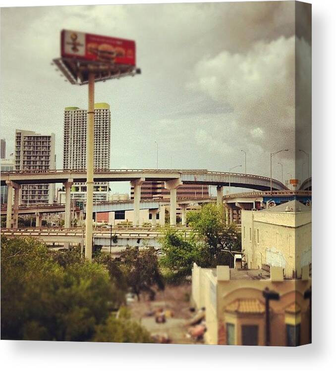 Downtown Canvas Print featuring the photograph #downtown #miami by Antoinette Zavala