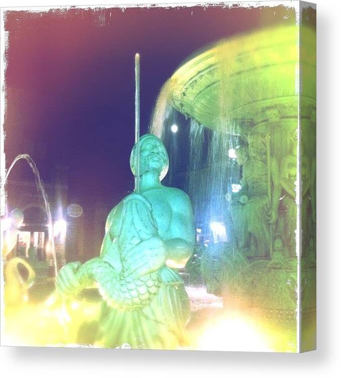 Instagram Canvas Print featuring the photograph Dr. Phillips fountain at night by James Roberts