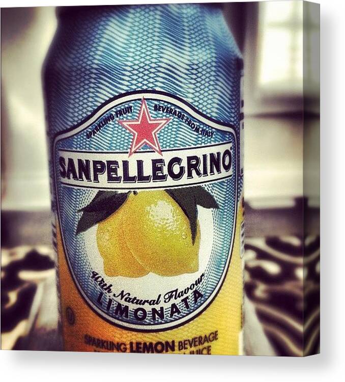 Lemon Canvas Print featuring the photograph #drink #can #lemon #sanpellegrino by Peter Rotolo
