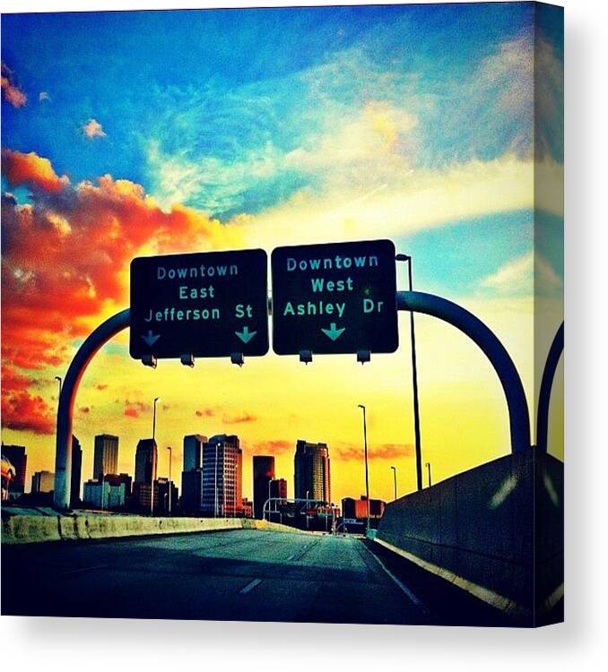 Downtown Canvas Print featuring the photograph Driving To Dinner #downtowntampa #tampa by Dylan Hotfire