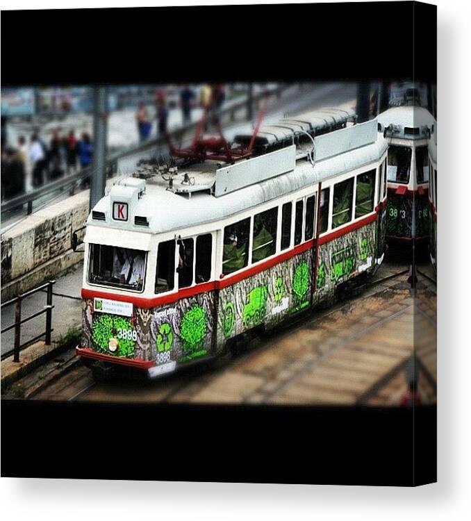 Hungary Canvas Print featuring the photograph Earth Day Tramway by Zsolt Bugarszki