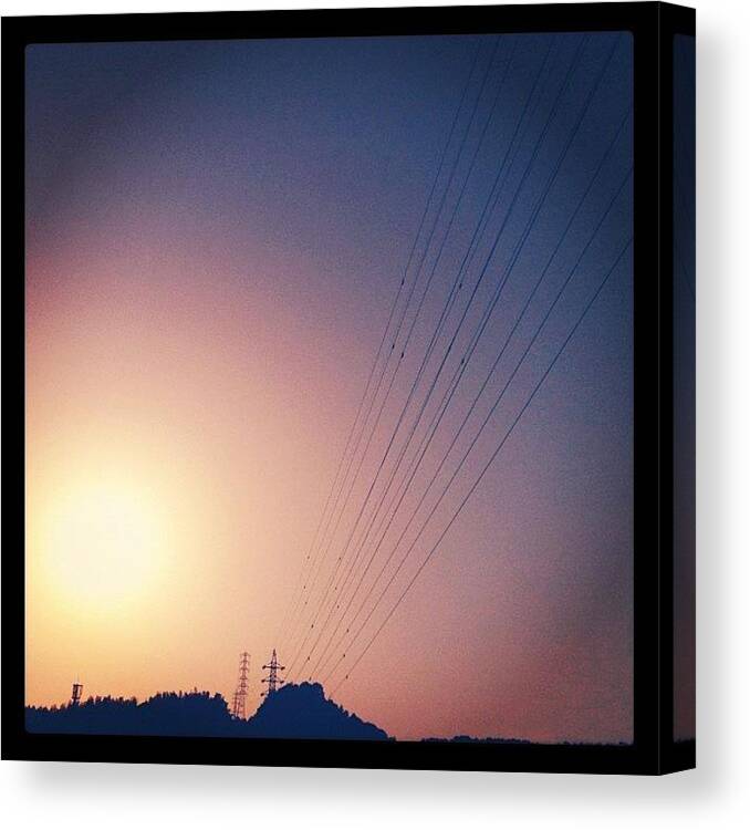 Beautiful Canvas Print featuring the photograph #electricwire #steeltower #pylon #sun by Ayami Nakamura